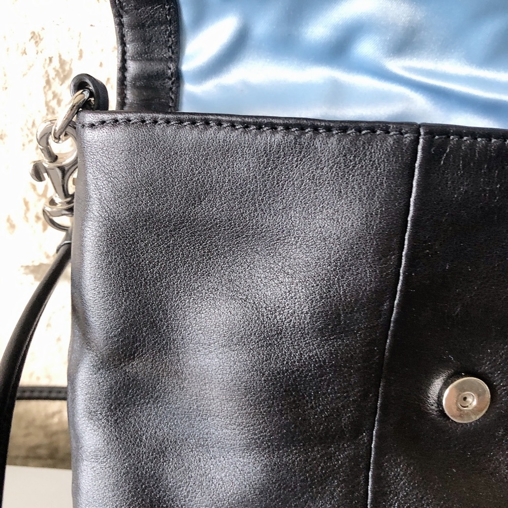 Coach black leather crossbody bag purse silver hardware wallet women’s - Picture 13 of 17